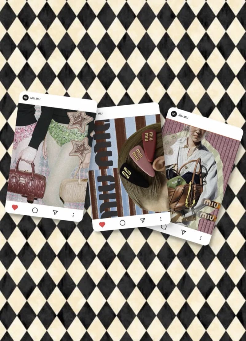 Patron de arlequin con mockups de publicaciones