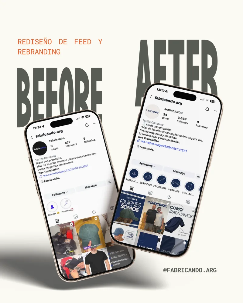Antes y despues del rediseno de feed y rebranding